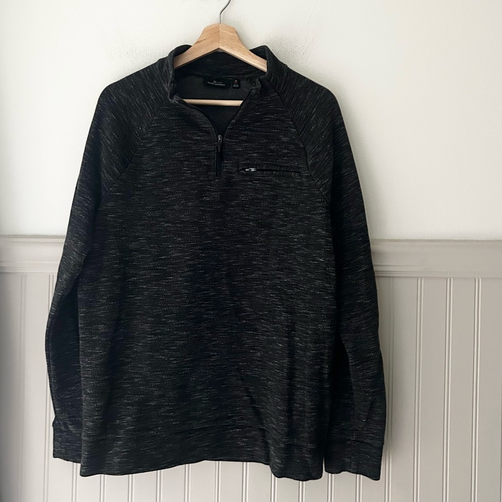 Marc Anthony Men’s Medium Charcoal Black Marled Quarter-Zip Slim Fit Sweater